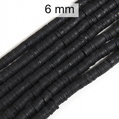 Katsuki Perlen - schwarz - ca. 6 mm - Loch ca. 2 mm - Polymer Ton