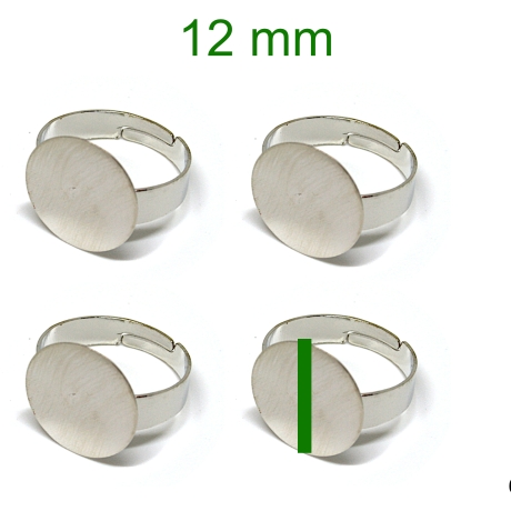 Ringe, verstellbar, Cabochonfläche, ca. 12 mm