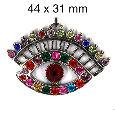 Anhänger, Strass, Auge, ca. 44x31x5 mm