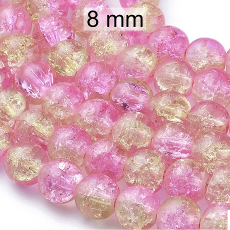 Crashperlen, Perlen, rosa-gelb, ca. 8 mm