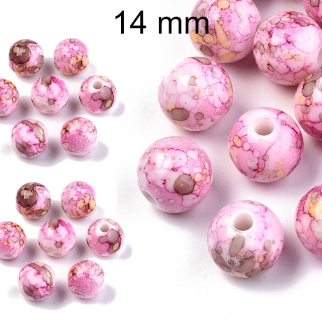 Perlen, rosa marmoriert, ca. 14 mm