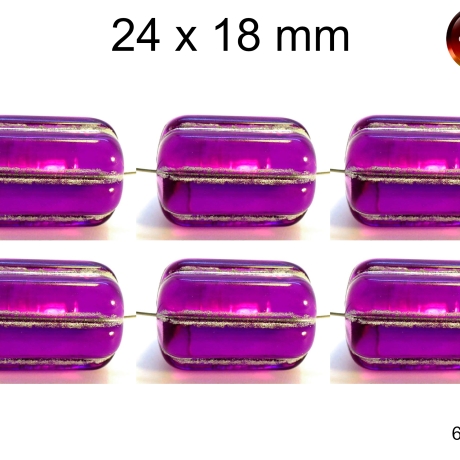 Perlen, lila-silber, ca. 24x18 mm