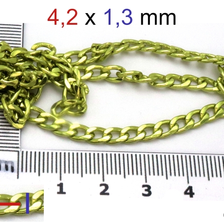 Kette, grün-gelb metallic, ca. 4,2x1,3 mm