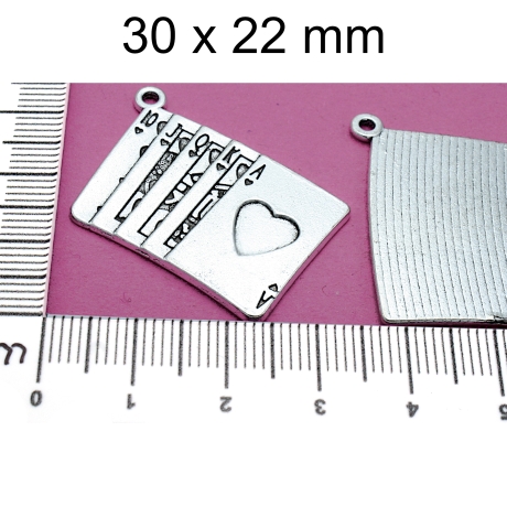 Anhänger - Royal Flush - silber - ca. 30x22mm- Zink