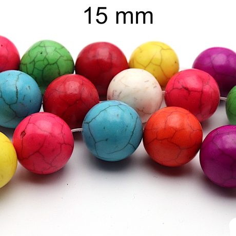 Perlen - Farbmix - ca. 15 mm - Loch ca. 1,5 mm - Kunsttürkis