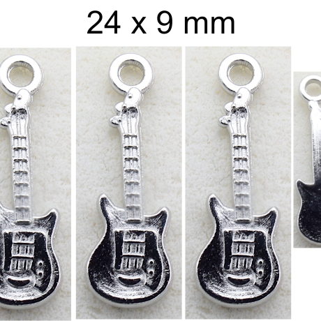 Anhänger - Gitarre - silber - ca. 24x9 mm - Metall