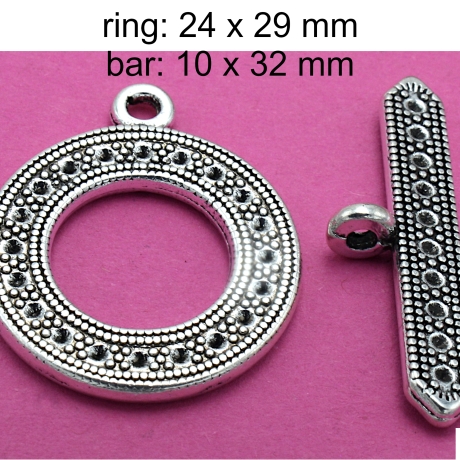 Knebelverschlüsse - silber - Ring ca. 24x29mm - Metall