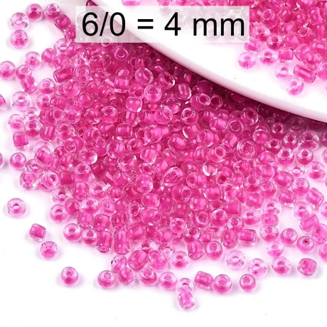 Rocailles - Perlen - inside color deep pink - ca. 4mm - Glas 