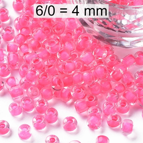 Rocailles - Perlen - inside color neon rosa - ca. 4mm - Glas