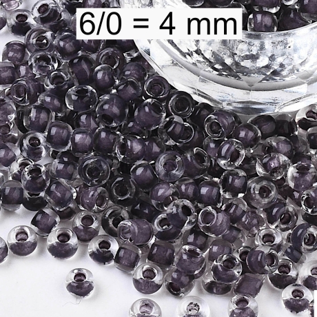 Rocailles - Perlen - inside color dunkelgrau - ca. 4mm -  Glas 