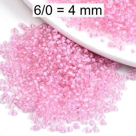 Rocailles - Perlen - inside color rosa - ca. 4mm Glas