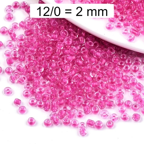 Rocailles - Perlen - inside color deep pink - ca. 2mm - Glas 