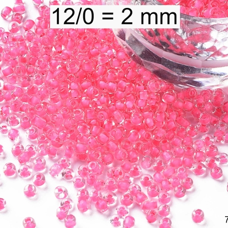 Rocailles - Perlen - inside color neon rosa - ca. 2mm - Glas 