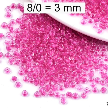 Rocailles - Perlen - inside color deep pink - ca. 3mm - Glas 