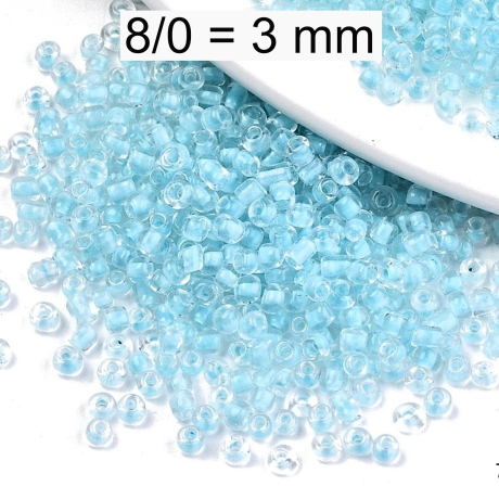 Rocailles - Perlen - inside color himmelblau - ca. 3mm - Glas