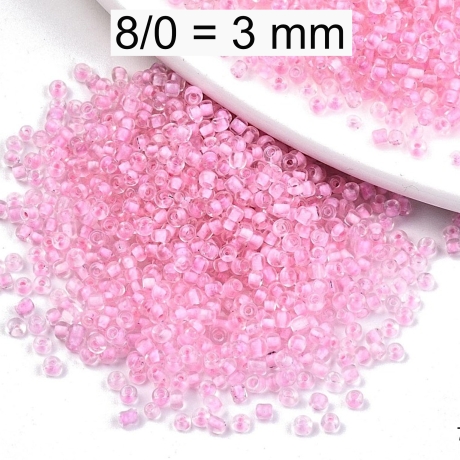  Rocailles - Perlen - inside color rosa - ca. 3mm - Glas
