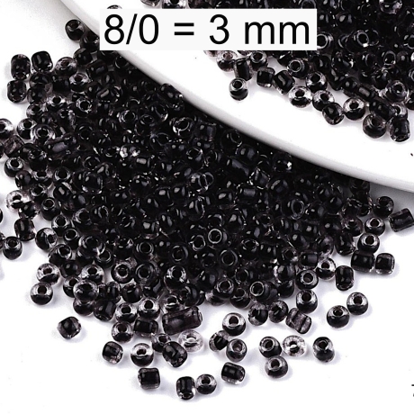 Rocailles - Perlen - inside color schwarz - ca. 3mm - Glas