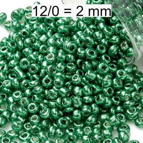 Rocailles - Perlen - metallic seegreen - ca. 2mm - Glas 