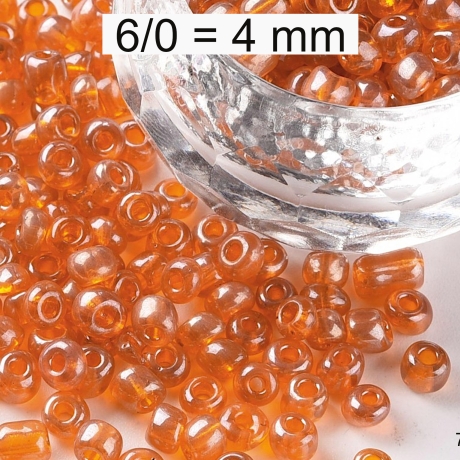Rocailles - Perlen - transparent dunkelorange - ca. 4mm- Glas