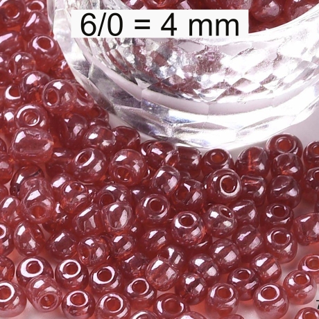Rocailles - Perlen - transparent purpurrot - ca. 4mm Glas