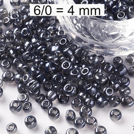 Rocailles - Perlen - transparent grau - ca. 4mm - Glas