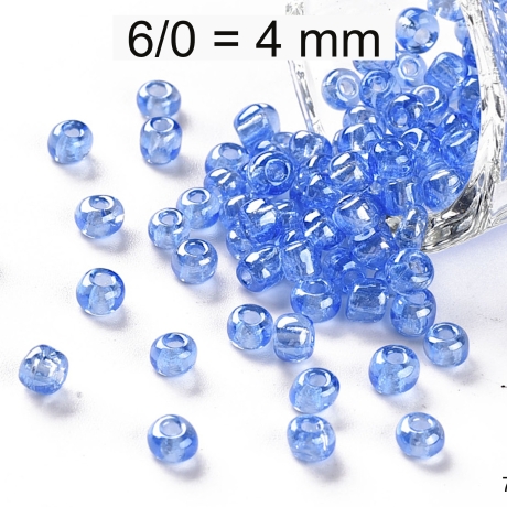 Rocailles - Perlen - transparent kornblumenblau - ca. 4mm- Glas