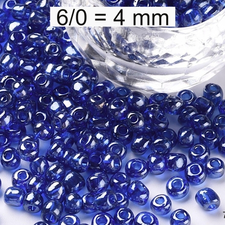 Rocailles - Perlen - transparent royalblau - ca. 4mm - Glas