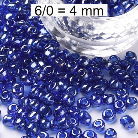 Rocailles - Perlen - transparent royalblau - ca. 4mm - Glas