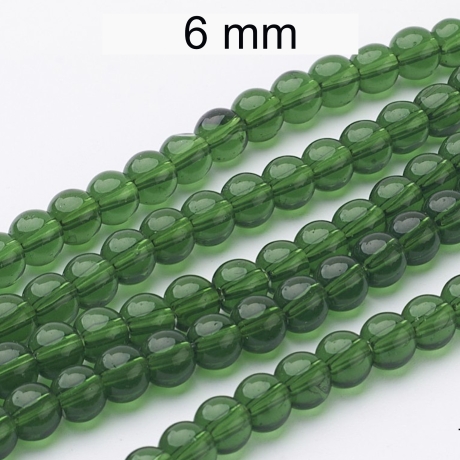 Perlen - transparent dunkelgrün - ca. 6mm - Glas