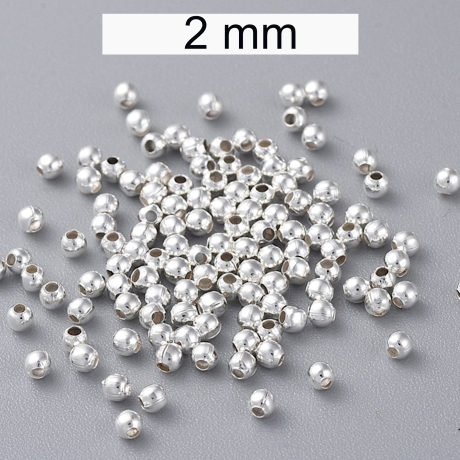 Metallperlen - silber - ca. 2 mm - Metall