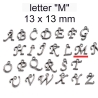 Anhänger - Metall - Buchstaben - G H I J K L M N O P