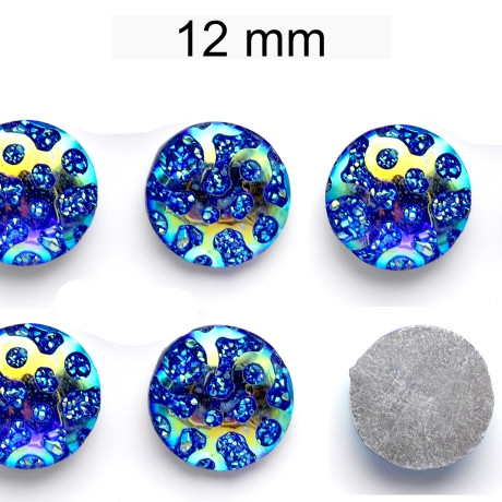 Cabochon - druzy - blau galvanisiert - ca. 12mm - Harz