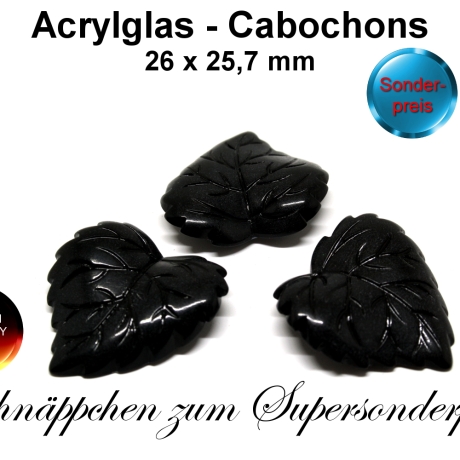 Acrylglas Cabochons - schwarz - ca. 26x25,7mm