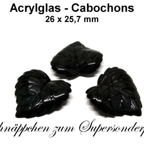 Acrylglas Cabochons - schwarz - ca. 26x25,7mm