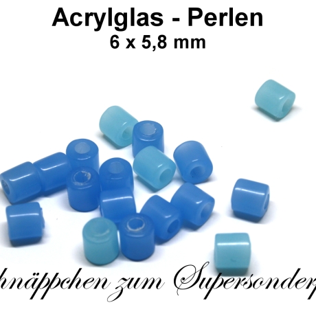 Acrylglas Perlen - Blautöne - ca. 6x5,8mm
