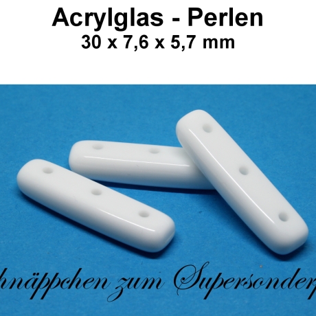 Acrylglas Perlen - weiss - ca. 30x7,6x5,7mm