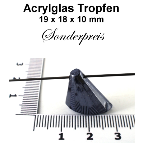 Acrylglas Perlen Tropfen - silbergrau - ca. 19x18x10 mm