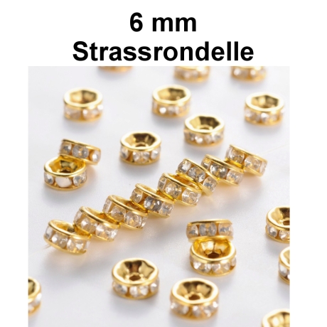 Strassrondelle - gold - crystal - ca. 6 mm