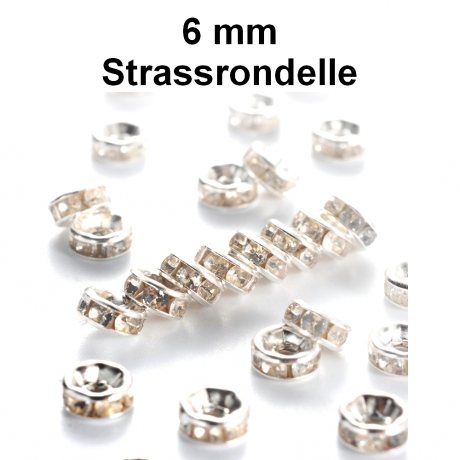 Strassrondelle - silber - crystal - ca. 6 mm