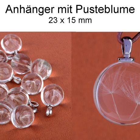 Anhänger mit Pusteblume - Glas - ca. 23x15 mm