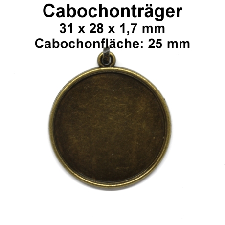 Cabochonträger - bronze - für 25 mm Cabochons