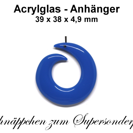 Acrylglas Anhänger - blau - ca. 39x38x4,9mm