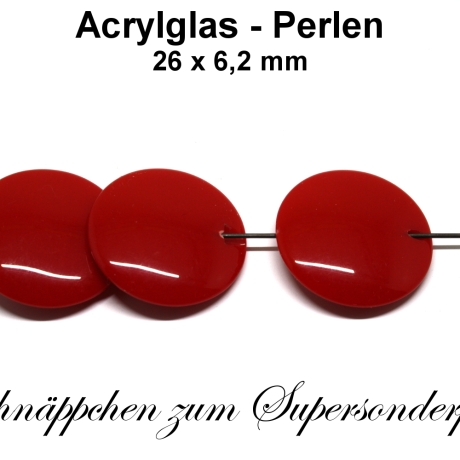 Acrylglas Perlen - rot - ca. 26x6,2mm