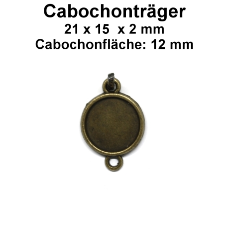 Cabochonträger - bronze - für 12 mm Cabochons