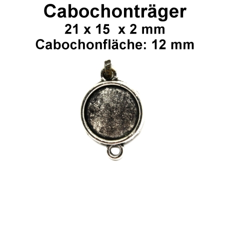 Cabochonträger - silber - für 12 mm Cabochons