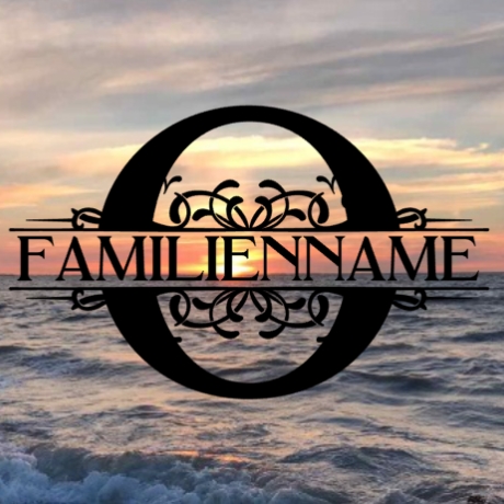 Aufkleber Monogramm O mit Familiennamen