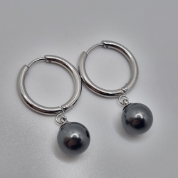 Ohrringe Creolen mit Perlen Perlencreolen Pearl Black (O141)