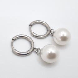 Ohrringe Creolen mit Perlen Perlencreolen Pearl White (O141)