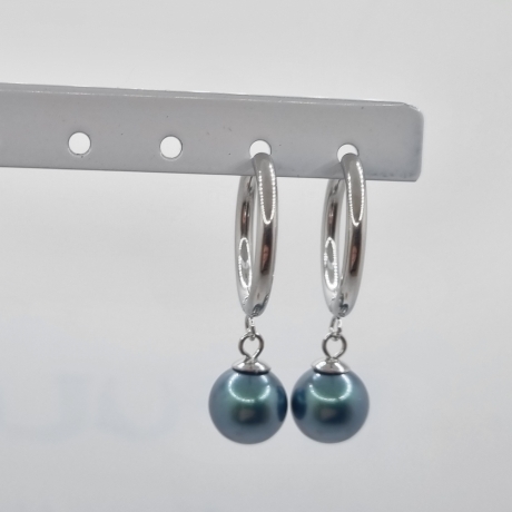 Ohrringe Creolen mit Perlen Perlencreolen Pearl Tahitian (O141)