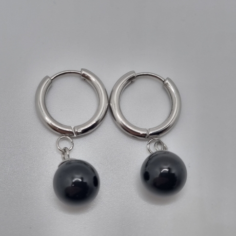 Ohrringe Creolen mit Perlen Perlencreolen Pearl Black (O141)